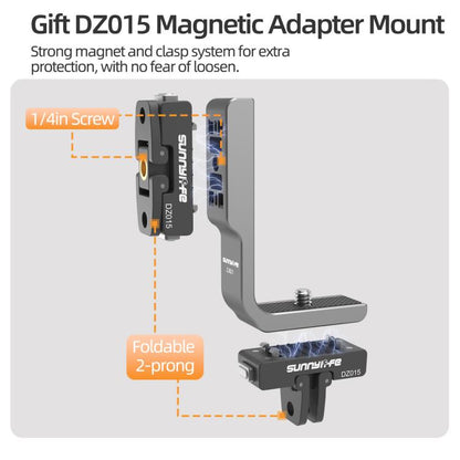 For Insta360 X5 / X4 Sunnylife L-Type Vertical-Horizontal Magnetic Mount with DZ015 Magnetic Adapter Quick Release Mount Adapter Stand (Grey) - Mount & Holder by Sunnylife | Online Shopping UK | buy2fix