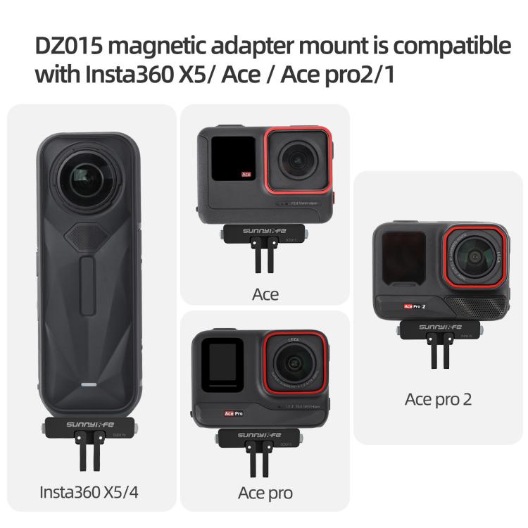 For Insta360 X5 / X4 Sunnylife L-Type Vertical-Horizontal Magnetic Mount with DZ015 Magnetic Adapter Quick Release Mount Adapter Stand (Grey) - Mount & Holder by Sunnylife | Online Shopping UK | buy2fix