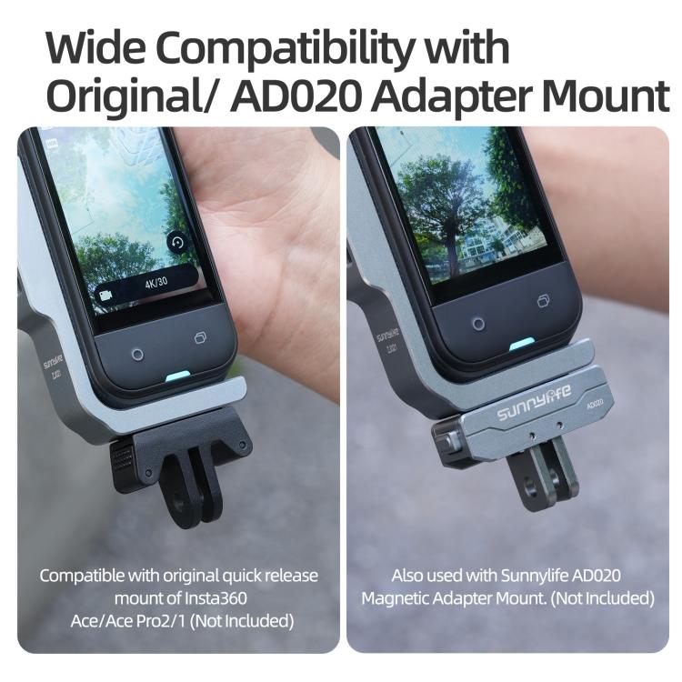 For Insta360 X5 / X4 Sunnylife L-Type Vertical-Horizontal Magnetic Mount with DZ015 Magnetic Adapter Quick Release Mount Adapter Stand (Grey) - Mount & Holder by Sunnylife | Online Shopping UK | buy2fix