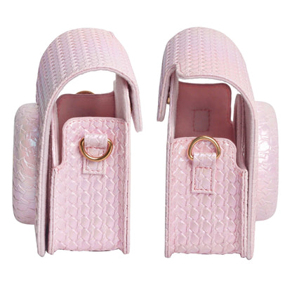 For FUJIFILM instax mini 12 Colorful Woven Leather Case Full Body Camera Bag + Photo Album with Strap (Pink) by buy2fix
