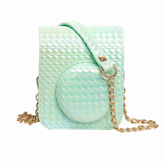 For FUJIFILM instax mini 12 Colorful Woven Leather Case Full Body Camera Bag + Photo Album with Strap (Green) by buy2fix
