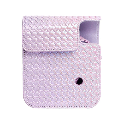 For FUJIFILM instax mini 12 Colorful Woven Leather Case Full Body Camera Bag + Photo Album with Strap (Purple) by buy2fix