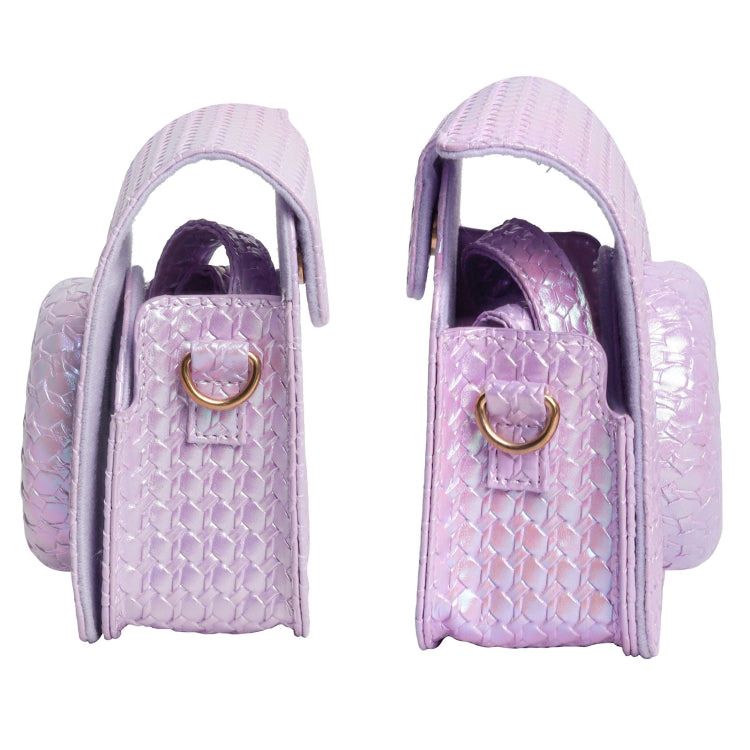 For FUJIFILM instax mini 12 Colorful Woven Leather Case Full Body Camera Bag + Photo Album with Strap (Purple) by buy2fix