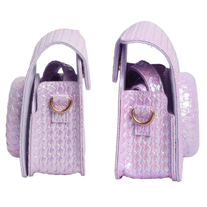 For FUJIFILM instax mini 12 Colorful Woven Leather Case Full Body Camera Bag + Photo Album with Strap (Purple) by buy2fix