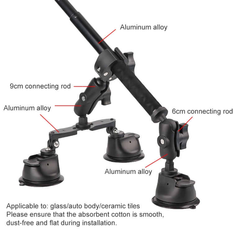 Dual-leg Suction Cup + Single Suction Cup with Selfie Stick Kits (Black) by buy2fix