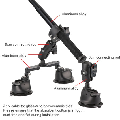 Dual-leg Suction Cup + Single Suction Cup with Selfie Stick Kits (Black) by buy2fix