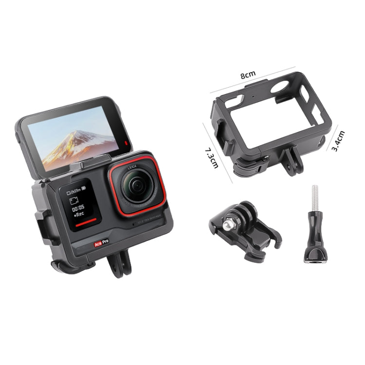 For Insta360 Ace / Ace Pro / Ace Pro 2 PC Cage Expansion Adapter Frame with Dual Cold Shoe Bases (Black) by buy2fix