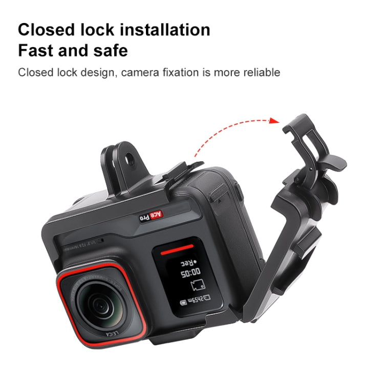 For Insta360 Ace / Ace Pro / Ace Pro 2 PC Cage Expansion Adapter Frame with Dual Cold Shoe Bases (Black) by buy2fix