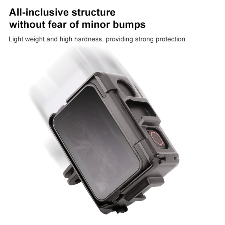 For Insta360 Ace / Ace Pro / Ace Pro 2 PC Cage Expansion Adapter Frame with Dual Cold Shoe Bases (Black) by buy2fix