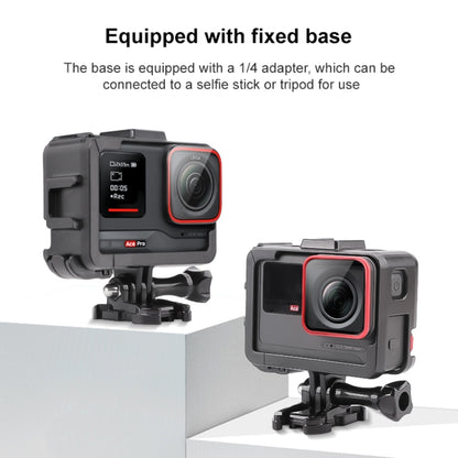 For Insta360 Ace / Ace Pro / Ace Pro 2 PC Cage Expansion Adapter Frame with Dual Cold Shoe Bases (Black) by buy2fix