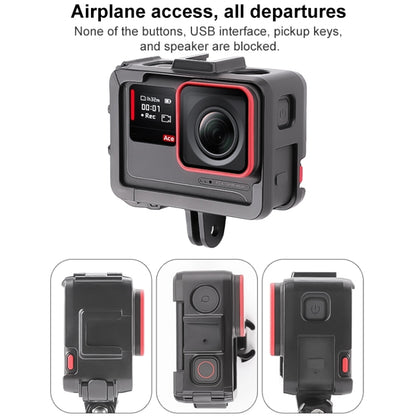 For Insta360 Ace / Ace Pro / Ace Pro 2 PC Cage Expansion Adapter Frame with Dual Cold Shoe Bases (Black) by buy2fix