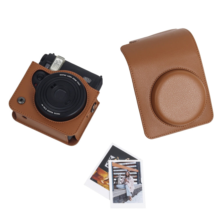 For Fujifilm Instax mini 99 Full Body Camera PU Leather Case Bag with Strap (Brown) by buy2fix