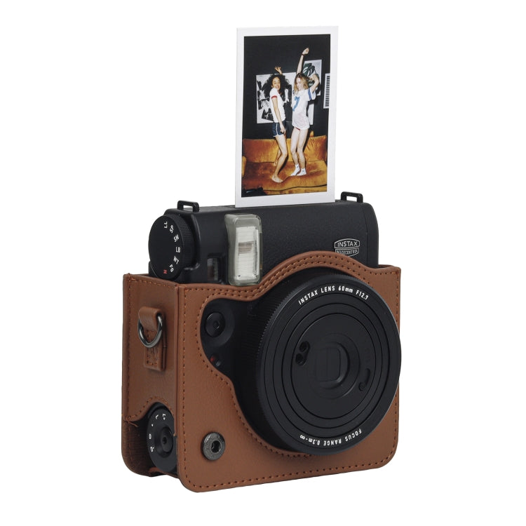 For Fujifilm Instax mini 99 Full Body Camera PU Leather Case Bag with Strap (Brown) by buy2fix