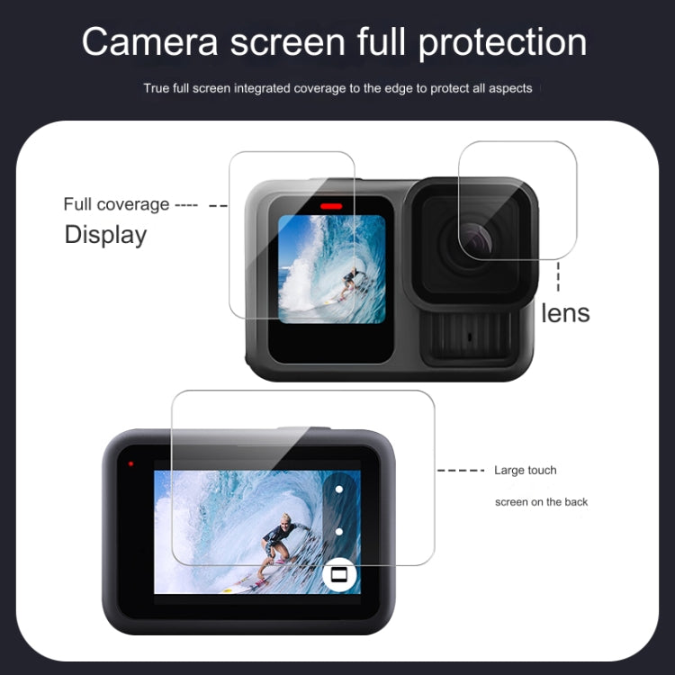 For GoPro HERO13 Black Lens and Front Back Screen 9H Tempered Glass Film by buy2fix