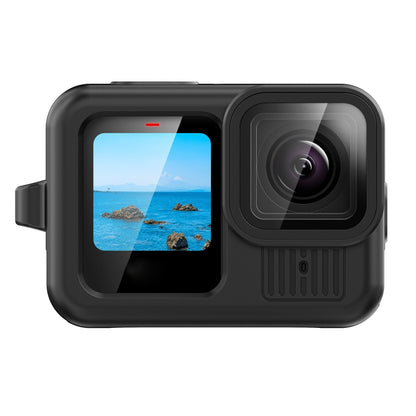 For GoPro HERO13 Black Silicone Protective Case Cover with Wrist Strap & Lens Cover (Black) by buy2fix