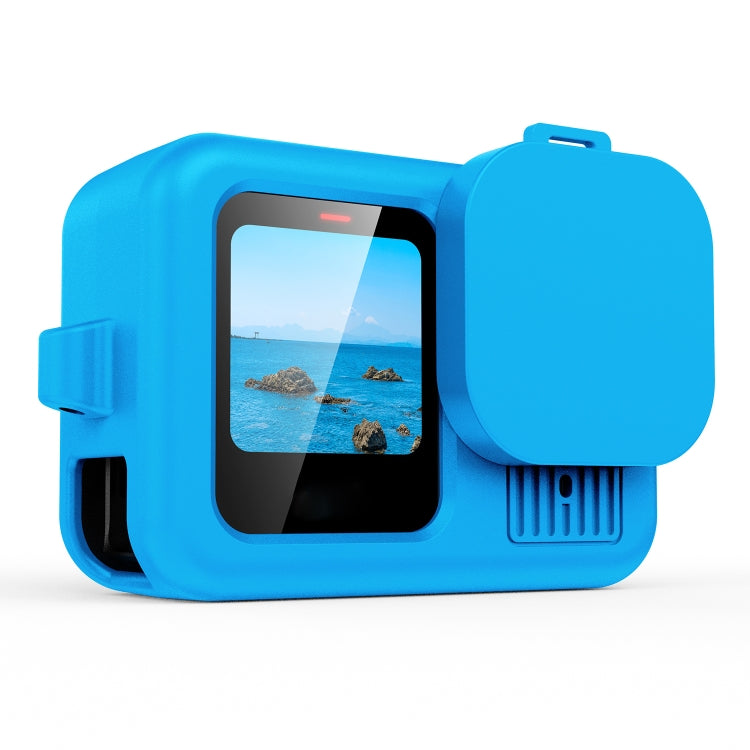 For GoPro HERO13 Black Silicone Protective Case Cover with Wrist Strap & Lens Cover (Blue) by buy2fix