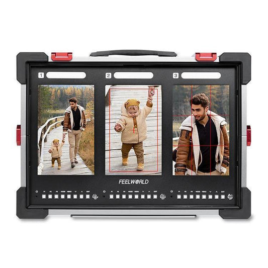 FEELWORLD PS101 Triple 10.1-inch Vertical Dispaly Carry-on Monitor High Brightness 1000nit Portable Protective Case (UK Plug) - On-camera Monitors by FEELWORLD | Online Shopping UK | buy2fix