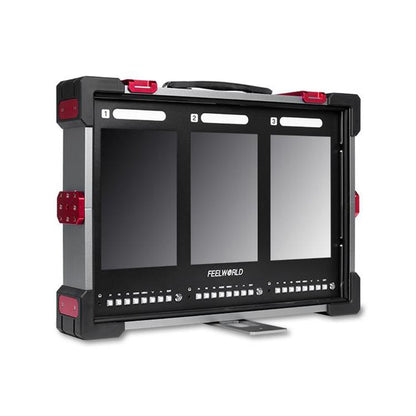 FEELWORLD PS101 Triple 10.1-inch Vertical Dispaly Carry-on Monitor High Brightness 1000nit Portable Protective Case (EU Plug) - On-camera Monitors by FEELWORLD | Online Shopping UK | buy2fix