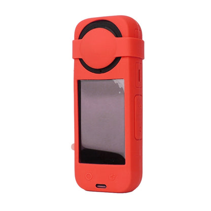 For Insta360 X4 Silicone Protective Case with Lens Cover (Red) by buy2fix