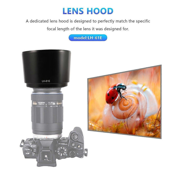 LH-61E Lens Hood Shade for Olympus ZUIKO DIGITAL ED 75-300mm F4-5.6 / ED 75-300mm F4.8-6.7 Lens - Lens Hood by buy2fix | Online Shopping UK | buy2fix