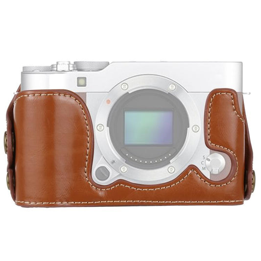 1/4 inch Thread PU Leather Camera Half Case Base for FUJIFILM X-A3 / X-A10(Brown) - Half Case by buy2fix | Online Shopping UK | buy2fix