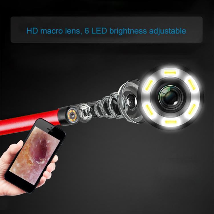 2 in 1 USB HD Visual Earwax Clean Tool Endoscope Borescope with LED Lights & Wifi, Cable length: 2m (Red) -  by buy2fix | Online Shopping UK | buy2fix