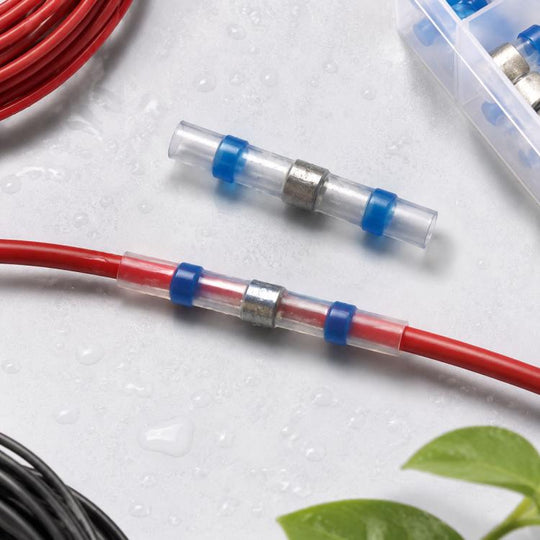 100 PCS AWG16-14 1.5-2.5mm Seal Heat Shrink Butt Wire Connectors Blue Terminals Solder Sleeve(Blue)