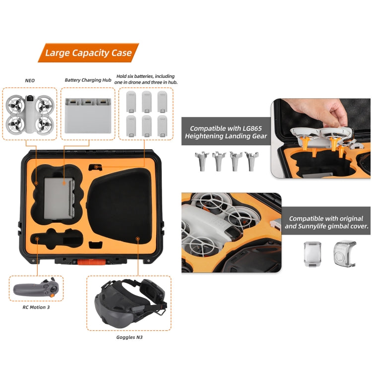 For DJI Neo Sunnylife Safety Carrying Case Large Capacity Waterproof Shock-proof Hard Travel Case (Black) - Cases & Bags by Sunnylife | Online Shopping UK | buy2fix