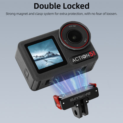 For DJI Osmo 360 / Action 5 Pro / 4 / 3 Sunnylife Foldable Magnetic Quick Release Mount Action Camera Selfie Stick Tripod Adapter Cam Stand (Black) - Mount & Holder by Sunnylife | Online Shopping UK | buy2fix