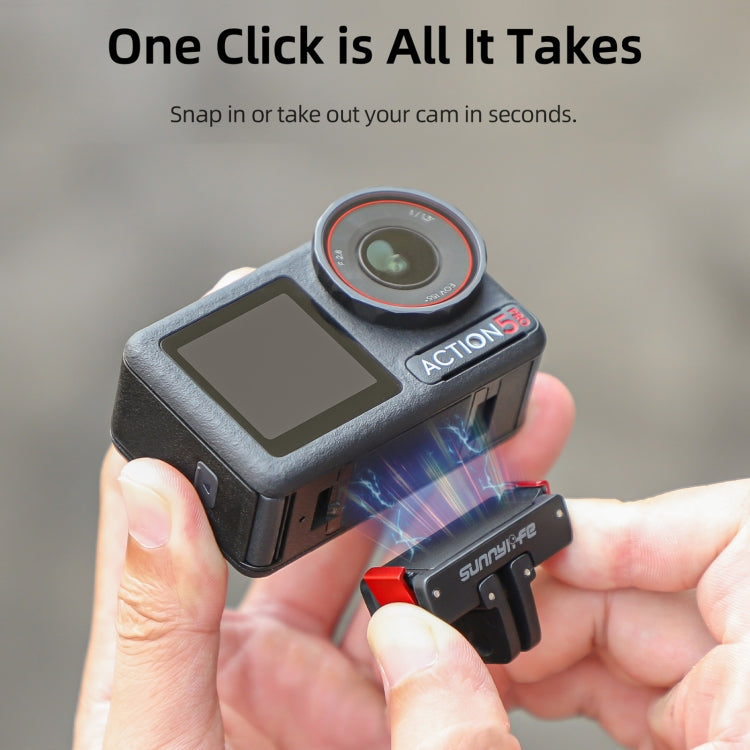 For DJI Osmo 360 / Action 5 Pro / 4 / 3 Sunnylife Foldable Magnetic Quick Release Mount Action Camera Selfie Stick Tripod Adapter Cam Stand (Black) - Mount & Holder by Sunnylife | Online Shopping UK | buy2fix