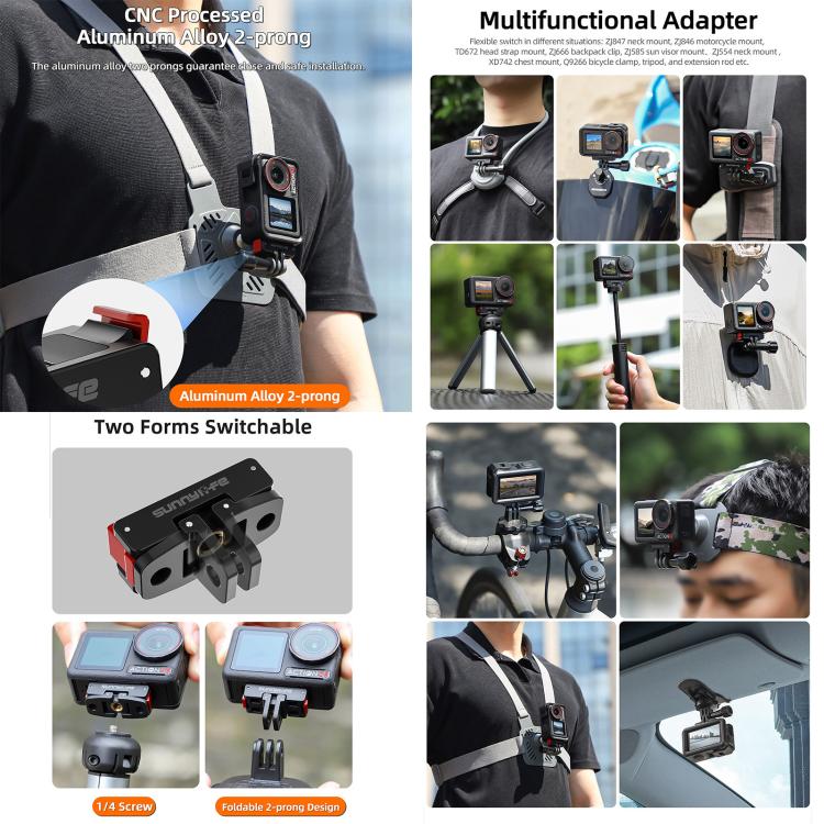 For DJI Osmo Action 5 Pro / 4 / 3 Sunnylife Foldable Magnetic Quick Release Mount + Magnetic Cold Shoe Adapter (Black) - Mount & Holder by Sunnylife | Online Shopping UK | buy2fix