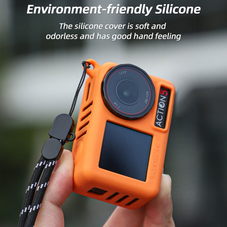 For DJI Osmo Action 5 Pro Sunnylife Silicone Protective Case Scratch-proof Camera Cover with Lanyard (Black) - Case & Bags by Sunnylife | Online Shopping UK | buy2fix