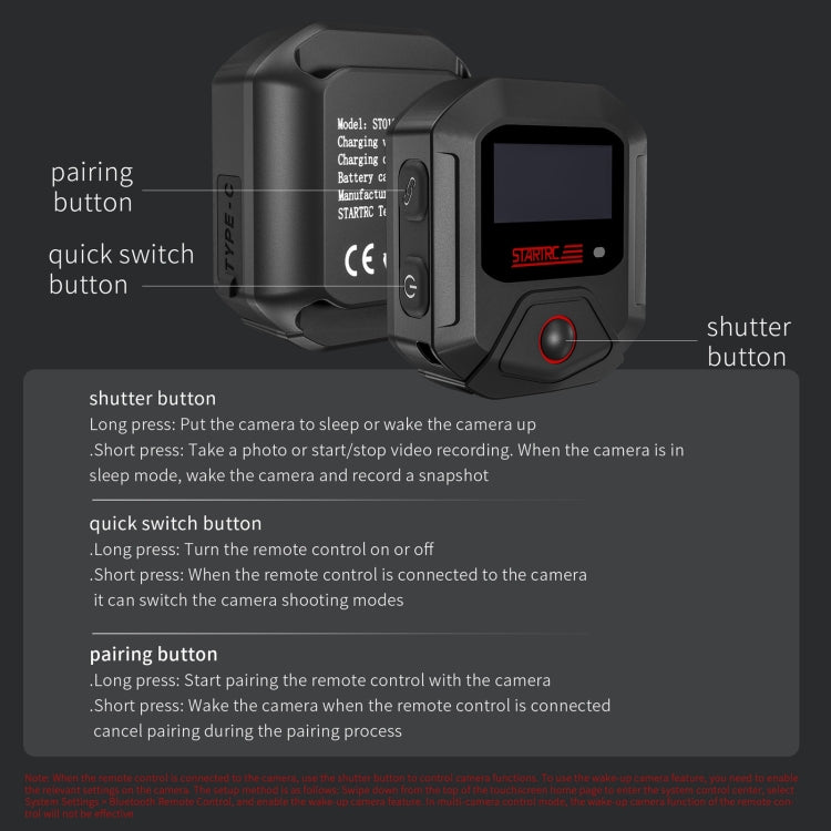 For DJI Osmo Action 5 Pro / 4 GPS Bluetooth Remote Control (Black) - Other by STARTRC | Online Shopping UK | buy2fix