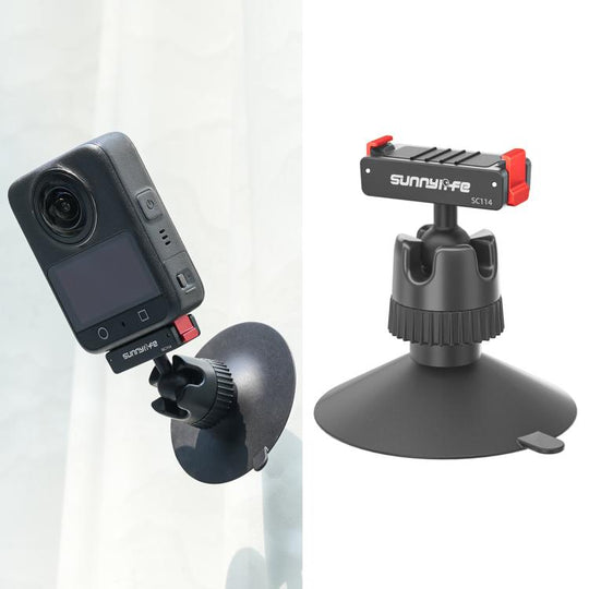 Sunnylife Magnetic Quick-Release Ball-Joint Adapter Mount 360 Rotatable Suction Cup Bracket For DJI Osmo 360 / Action 5 Pro / 4 / 3 (Black)