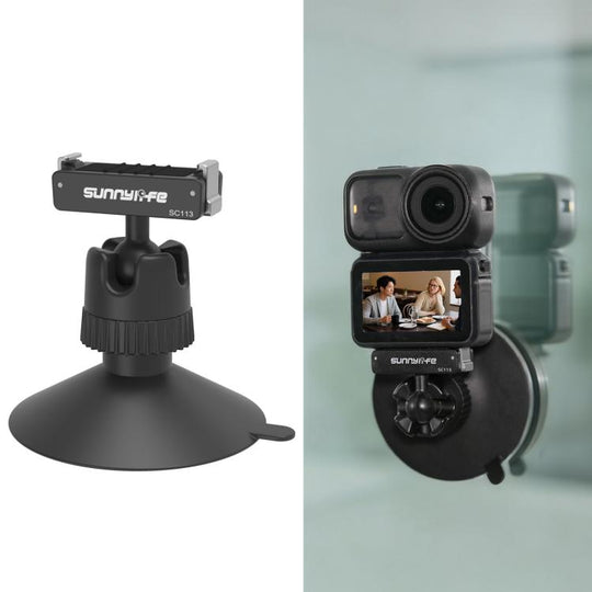 Sunnylife Dual-Direction Magnetic Quick-Release Ball-Joint Adapter Mount 360 Rotatable Suction Cup Bracket For DJI Osmo Nano / Action 6 (Black)