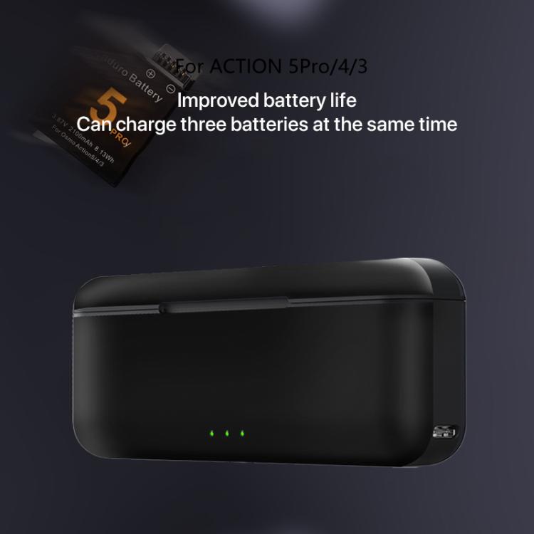 For DJI Osmo Action 5 Pro Multifunction Tri-Slot Batteries Charger Storage Box (Black) - Other by buy2fix | Online Shopping UK | buy2fix