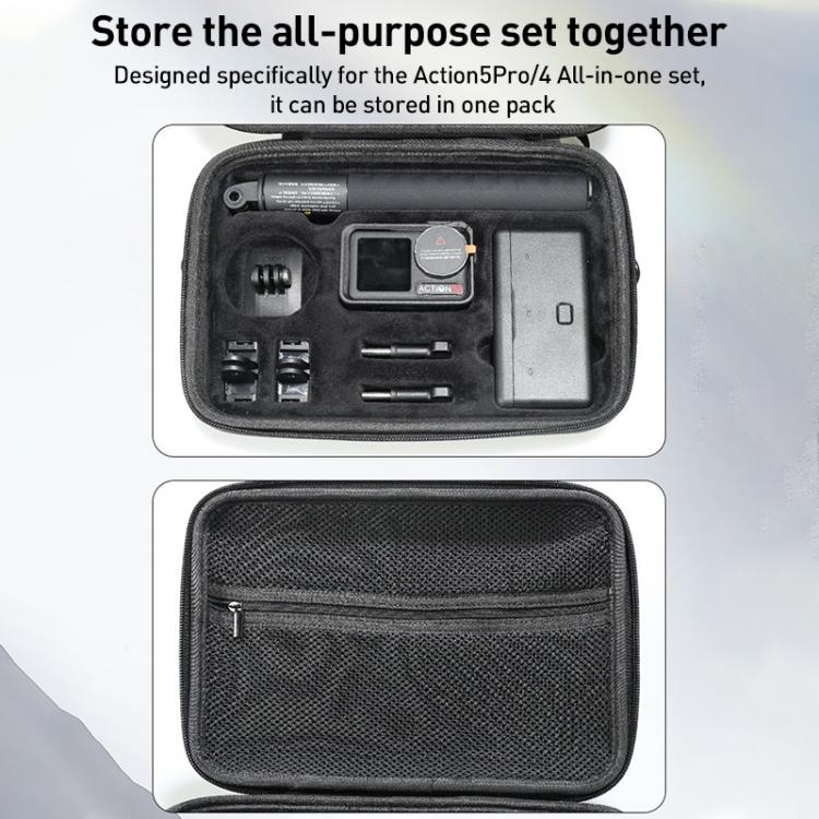 For DJI Osmo Action 5 Pro / 4 / 3 Hand Strap Shoulder Bag Camera and Accessories PU Storage Bag (Black) - Case & Bags by buy2fix | Online Shopping UK | buy2fix