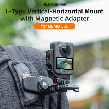 For DJI Osmo 360 Sunnylife Metal L-Type Vertical-Horizontal Mount with Magnetic Adapter Quick Release Mount Adapter Stand (Black) - Mount & Holder by Sunnylife | Online Shopping UK | buy2fix