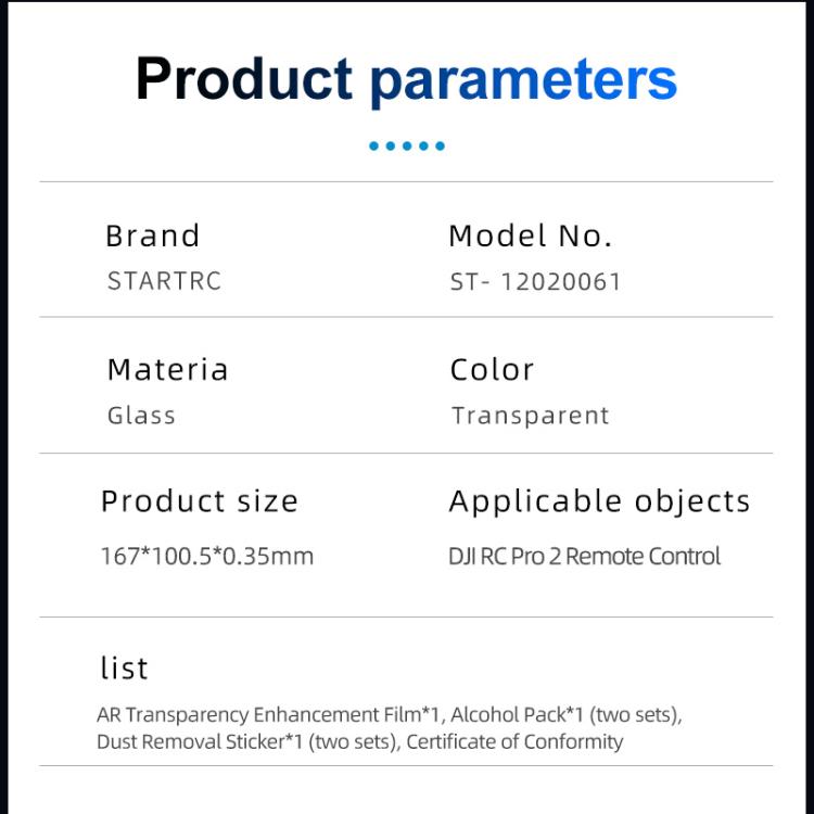 STARTRC HD AR Tempered Glass Film for DJI Mavic 4 Pro / RC Pro 2 (Transparent) - Others by STARTRC | Online Shopping UK | buy2fix