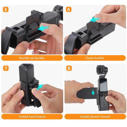For DJI Osmo Pocket 3 Sunnylife Hand Band Magnetic Expansion Adapter Phone Teleprompter Holder Mount Extension Handle (Black) - Mount & Holder by Sunnylife | Online Shopping UK | buy2fix