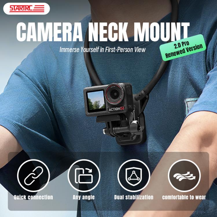 STARTRC Lazy Neck Bracket V3 POV View Mount with Chest Strap (Black) - Mount & Holder by STARTRC | Online Shopping UK | buy2fix