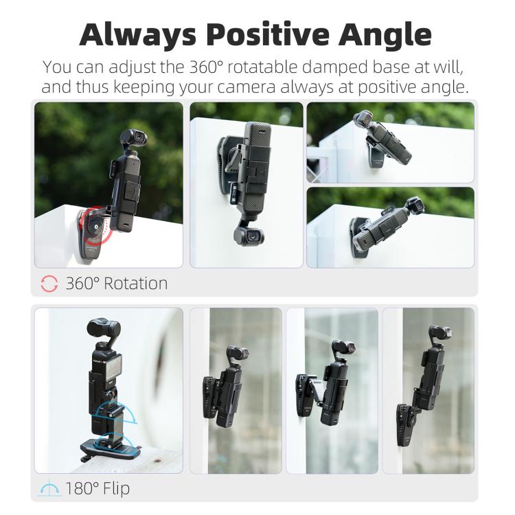 For DJI Osmo Pocket 3 Sunnylife Stretchable Backpack Clip Rotatable Magnetic Mount Action Camera Holder Vlog Mount (Black) - Mount & Holder by buy2fix | Online Shopping UK | buy2fix