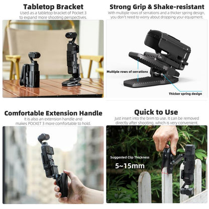 For DJI Osmo Pocket 3 Sunnylife Stretchable Backpack Clip Rotatable Magnetic Mount Action Camera Holder Vlog Mount (Black) - Mount & Holder by buy2fix | Online Shopping UK | buy2fix