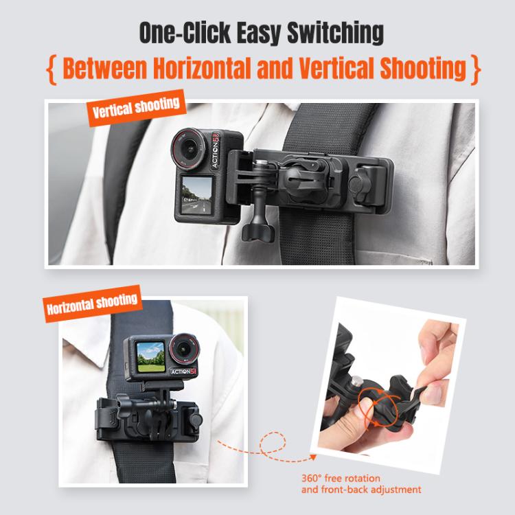 STARTRC Magnetic  Backpack Clip Mount for DJI Osmo 360 / GoPro Action Cameras (Black) - Mount & Holder by STARTRC | Online Shopping UK | buy2fix