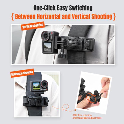 STARTRC Magnetic  Backpack Clip Mount for DJI Osmo 360 / GoPro Action Cameras (Black) - Mount & Holder by STARTRC | Online Shopping UK | buy2fix