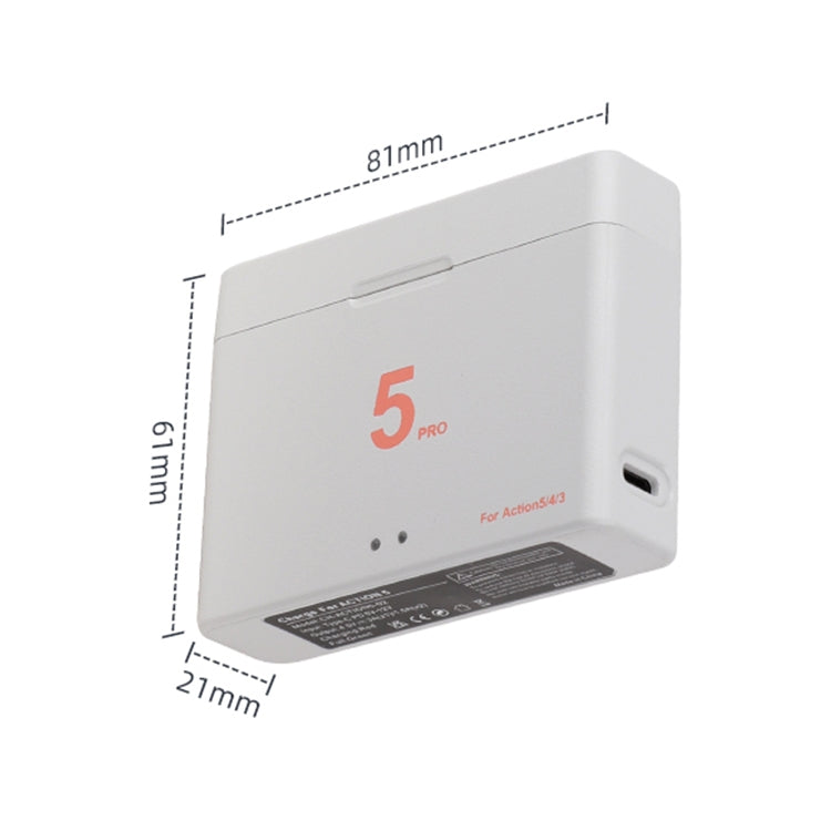 For DJI Osmo Action 5 Pro / 4 / 3 Battery Charger Box Dual-Slot Batteries Charger (White) by buy2fix