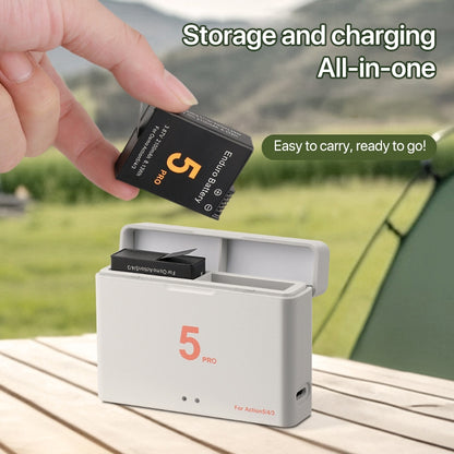 For DJI Osmo Action 5 Pro / 4 / 3 Battery Charger Box Dual-Slot Batteries Charger (White) by buy2fix