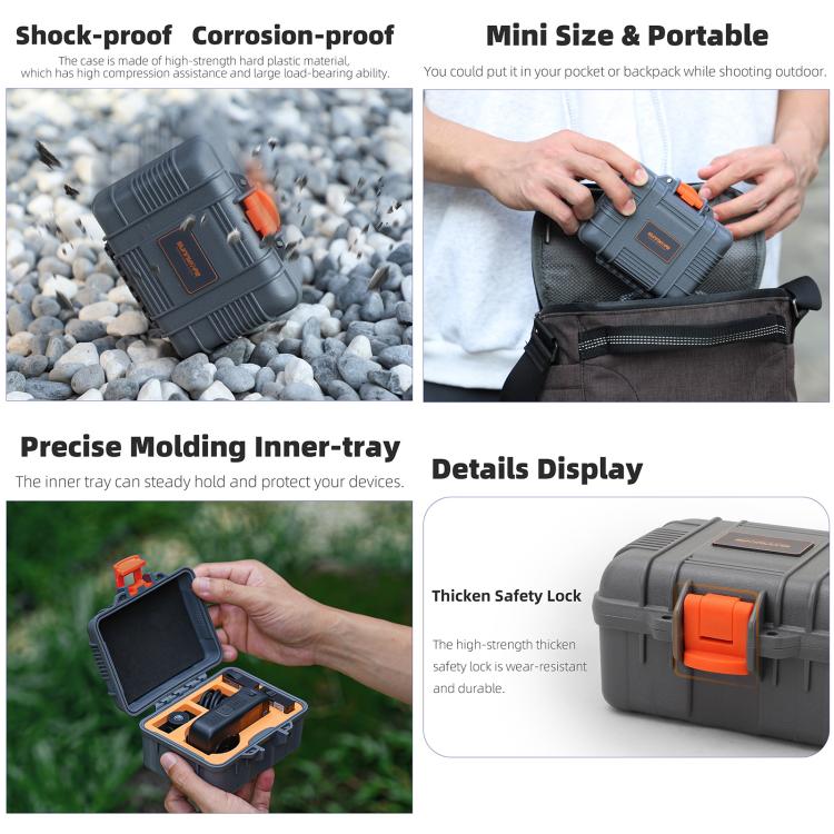 For DJI Osmo 360 Sunnylife Mini Travel Box Waterproof Carrying Box Shock-proof Hard Shell (Grey) - Case & Bags by Sunnylife | Online Shopping UK | buy2fix
