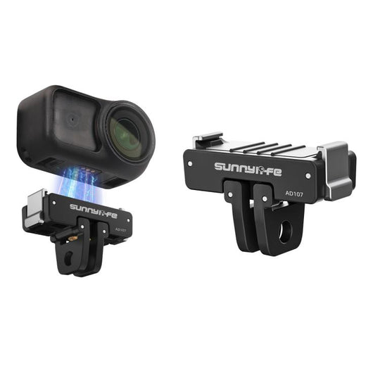 For DJI Osmo 360 Sunnylife Dual-Direction Magnetic Mount Quick-Release 1/4 Screw Foldable 2-prong Design Adapter Mount (Black)