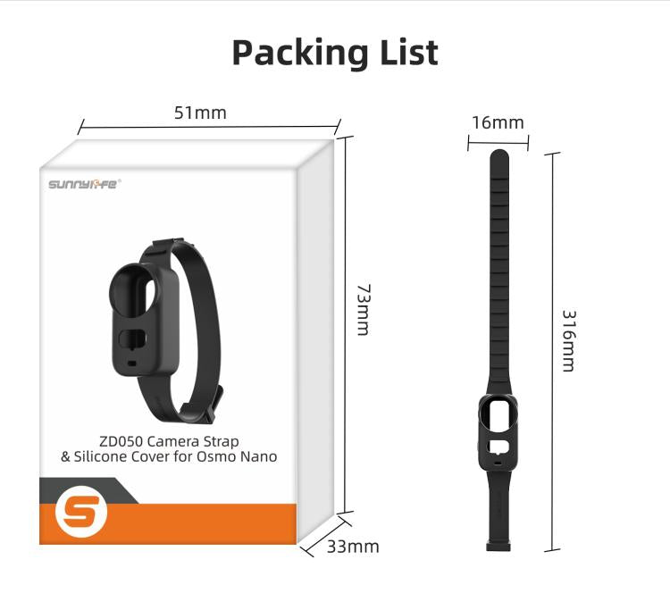 For DJI Osmo Nano Sunnylife Wristband Expansion Band Silicone Protective Cover Backpack Bicycle Strap Cat Collar (Black) - Case & Bags by Sunnylife | Online Shopping UK | buy2fix